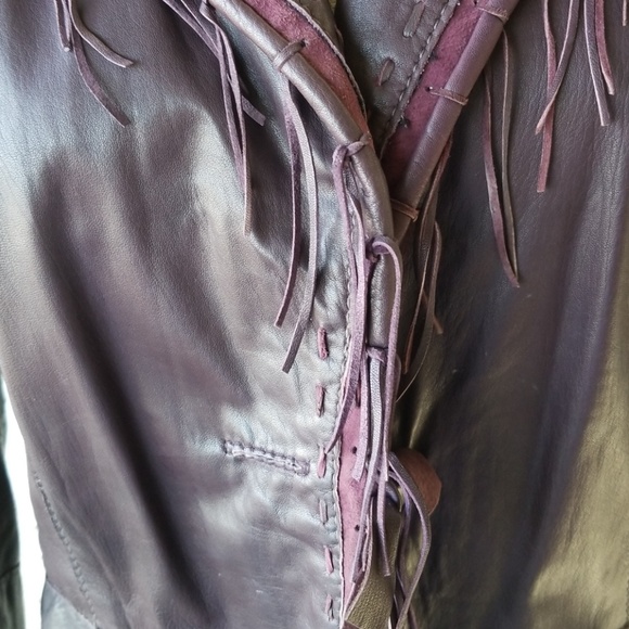 Leather Jacket Color Plum Like New - Picture 3 of 5
